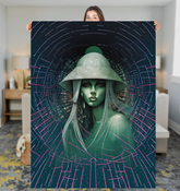 Cozy Urban Tranquility Sherpa Blanket in a stylish living room.